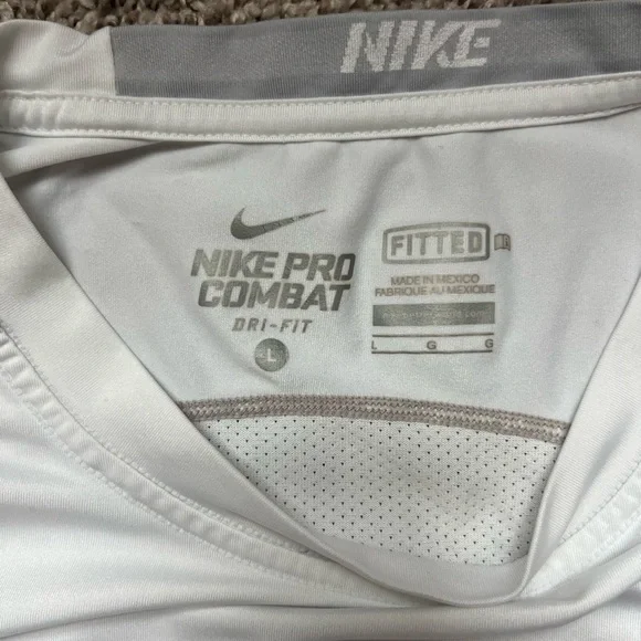 Nike Pro Combat White Fitted Long Sleeve Shirt - Picture 3 of 8